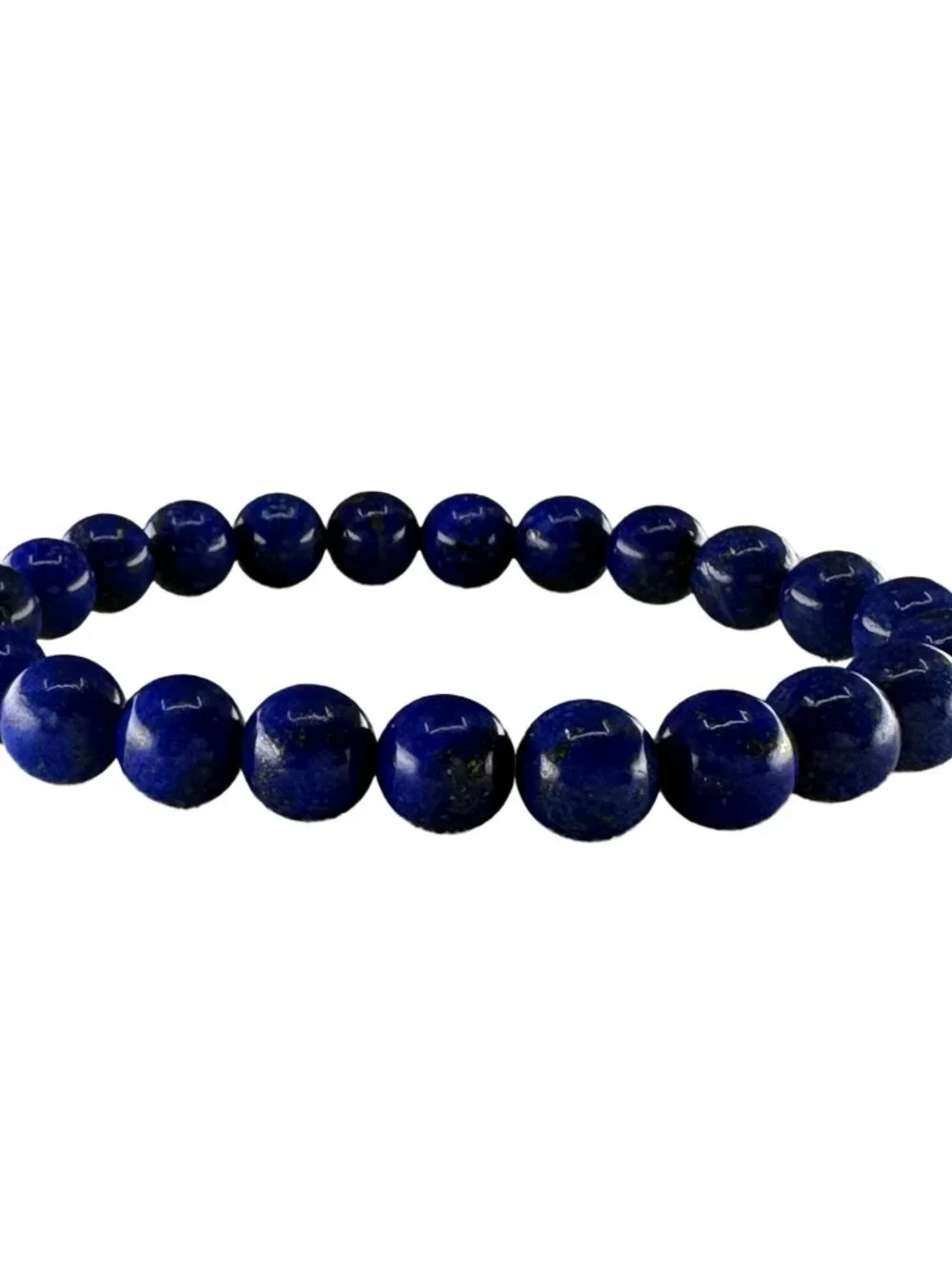 Natural Lapis Lazuli Bead Bracelet 8mm Deep Blue Gemstone Certified 19.17g